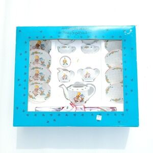 VTG Mary Engelbreit Neiman Marcus Childrens Tea Set Floral Teddy Bears Porcelain
